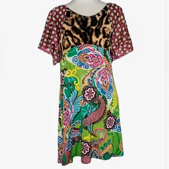 Uncle Frank Flutter‎ Sleeve Mixed Print Quirky Mini Dress Paisley Size Small - Picture 4 of 7